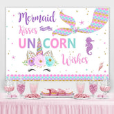 Lofaris Mermaid Tail Magical Unicorn Birthday Party Backdrop